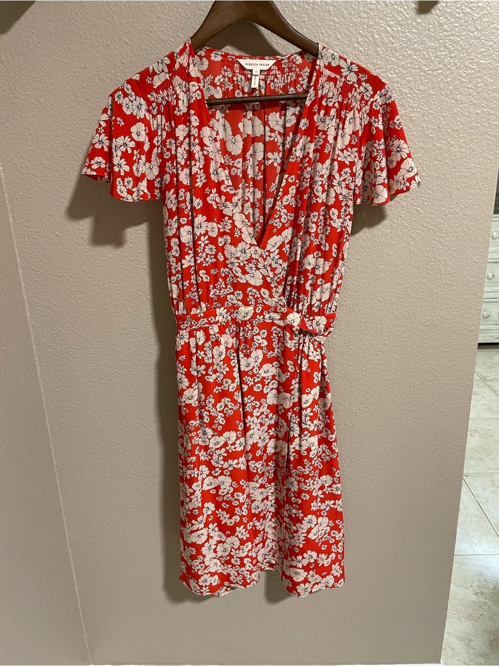 Rebecca Taylor Red Floral Wrap Dress